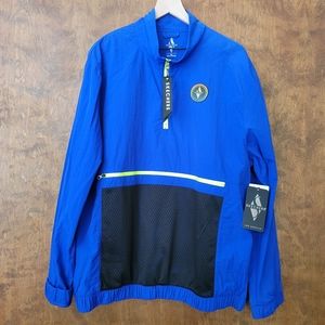 Sketchers quarter zip blue and neon pull over genuine windbreaker